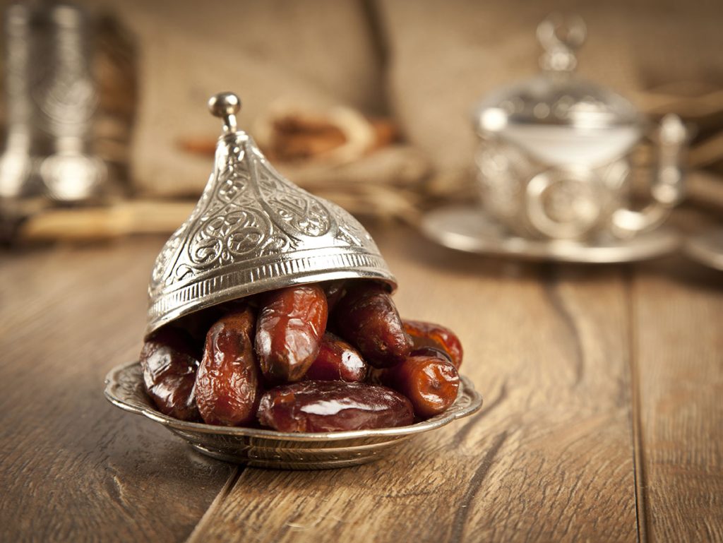 Ramadan healthy fasting tips: dates in a silver bowl for Ramadan 2022