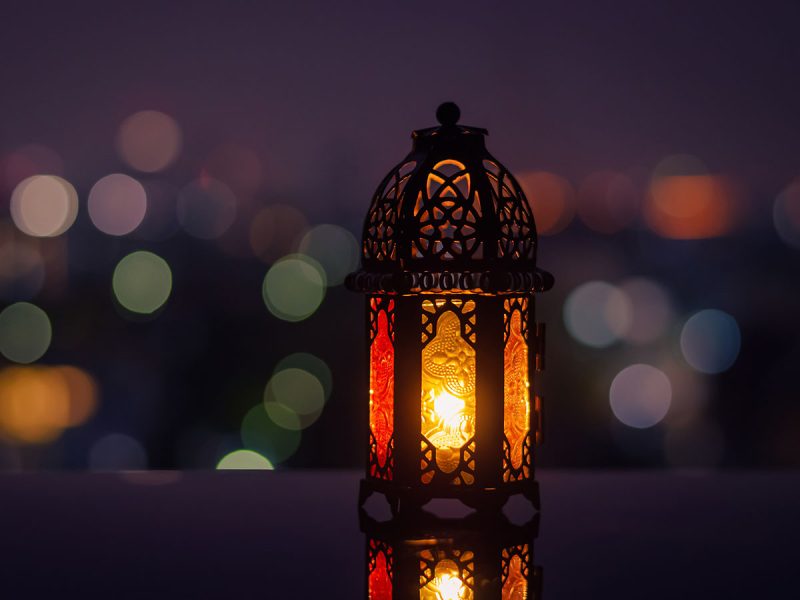 Ramadan 2022 COVID rules lantern outside at night