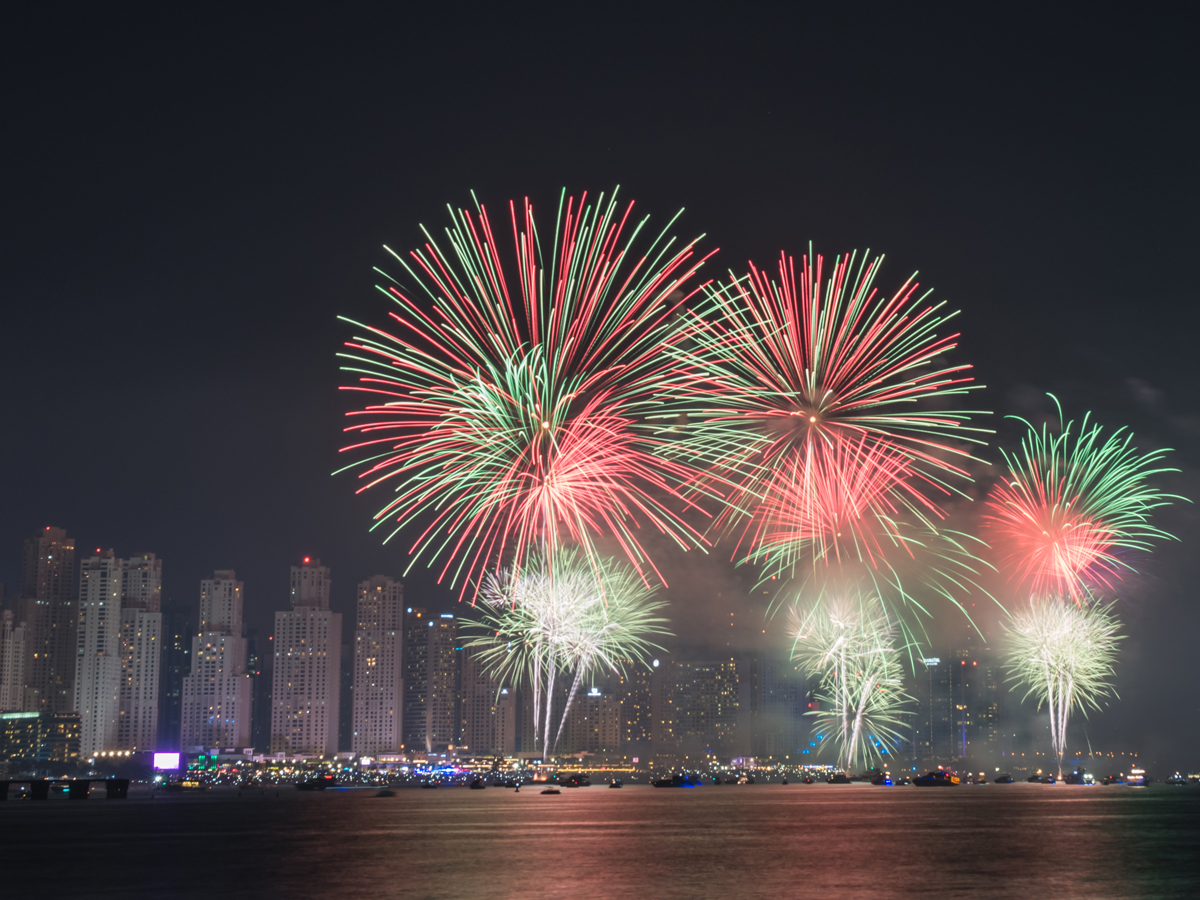 Eid-Al-Fitr in Abu Dhabi: fireworks at night